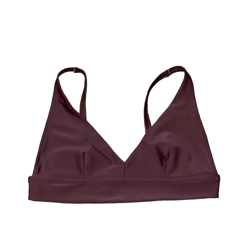 Aerie Chocolate Brown Longline Triangle Bikini Top Sz S